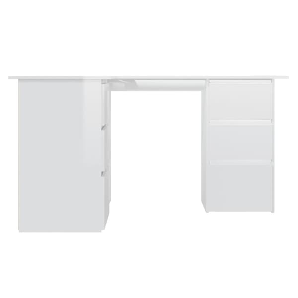 vidaXL Hörnskrivbord vit högglans 145x100x76 cm konstruerat trä