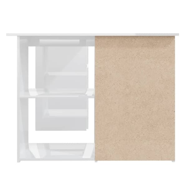 vidaXL Hörnskrivbord vit högglans 145x100x76 cm konstruerat trä