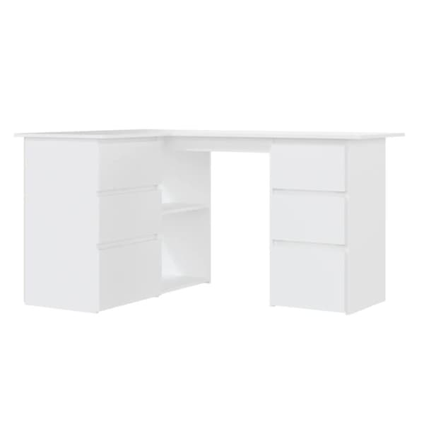 vidaXL Skrivebord for hjørne hvit 145x100x76 cm konstruert tre