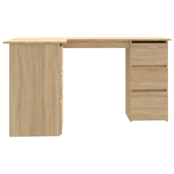 vidaXL Skrivebord for hjørne sonoma eik 145x100x76 cm konstruert tre