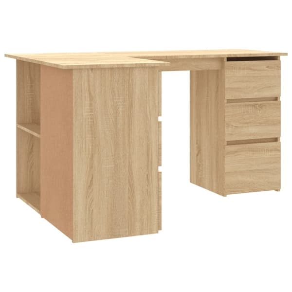 vidaXL Skrivebord for hjørne sonoma eik 145x100x76 cm konstruert tre