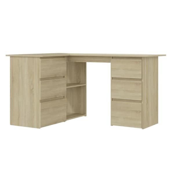 vidaXL Skrivebord for hjørne sonoma eik 145x100x76 cm konstruert tre