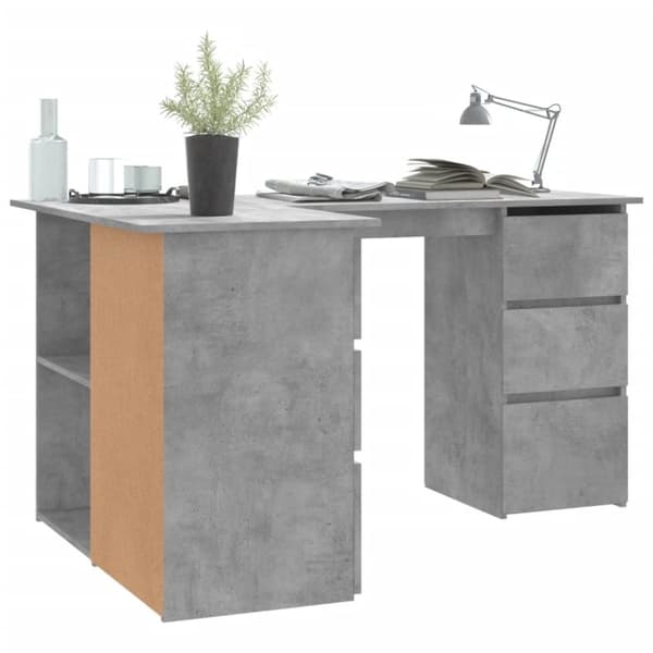 vidaXL Hörnskrivbord betonggrå 145x100x76 cm konstruerat trä