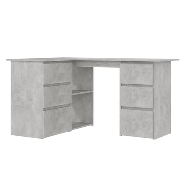 vidaXL Hörnskrivbord betonggrå 145x100x76 cm konstruerat trä
