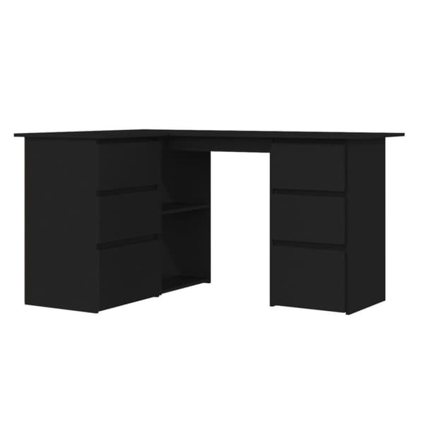 vidaXL Kulmapöytä musta 145x100x76 cm tekninen puu