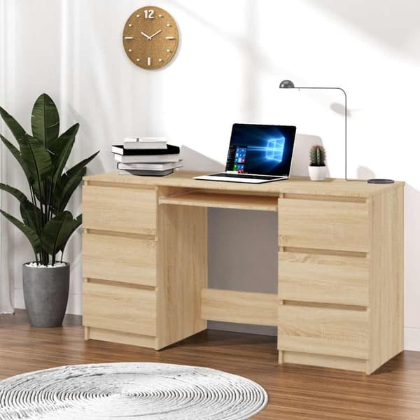 vidaXL Kirjoituspöytä Sonoma-tammi 140x50x77 cm tekninen puu