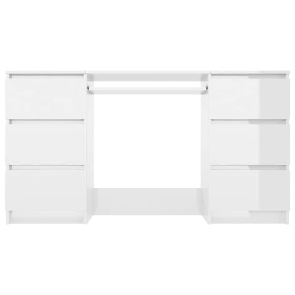 vidaXL Skrivebord høyglans hvit 140x50x77 cm konstruert tre