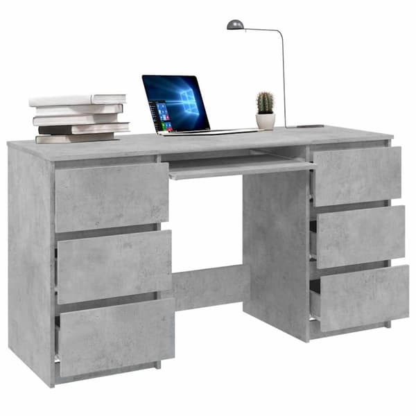 vidaXL Skrivebord betonggrå 140x50x77 cm konstruert tre