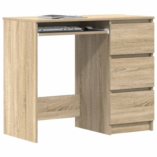 vidaXL skrivebord 90x45x76 cm spånplade sonoma-eg