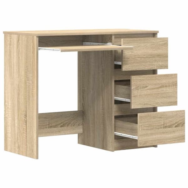 vidaXL skrivebord 90x45x76 cm spånplade sonoma-eg
