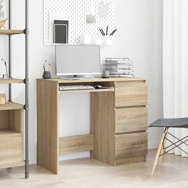 vidaXL skrivebord 90x45x76 cm spånplade sonoma-eg