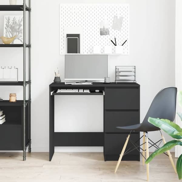 vidaXL skrivebord 90x45x76 cm spånplade sort