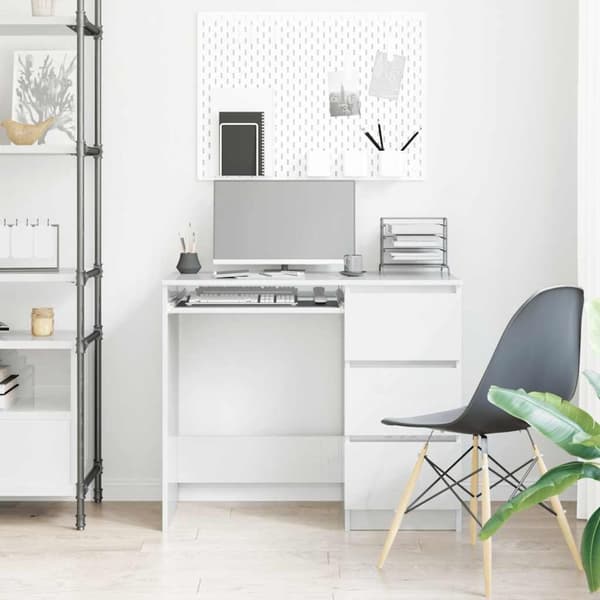vidaXL Skrivebord høyglans hvit 90x45x76 cm konstruert tre
