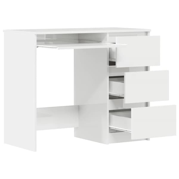 vidaXL Skrivebord høyglans hvit 90x45x76 cm konstruert tre