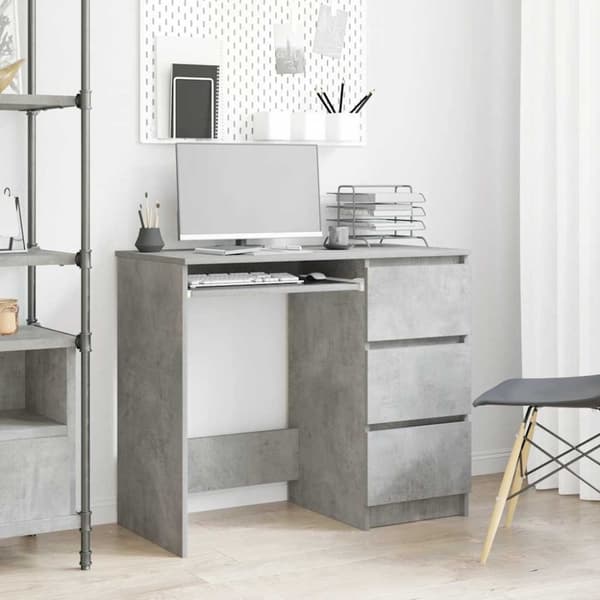 vidaXL Skrivebord betonggrå 90x45x76 cm konstruert tre
