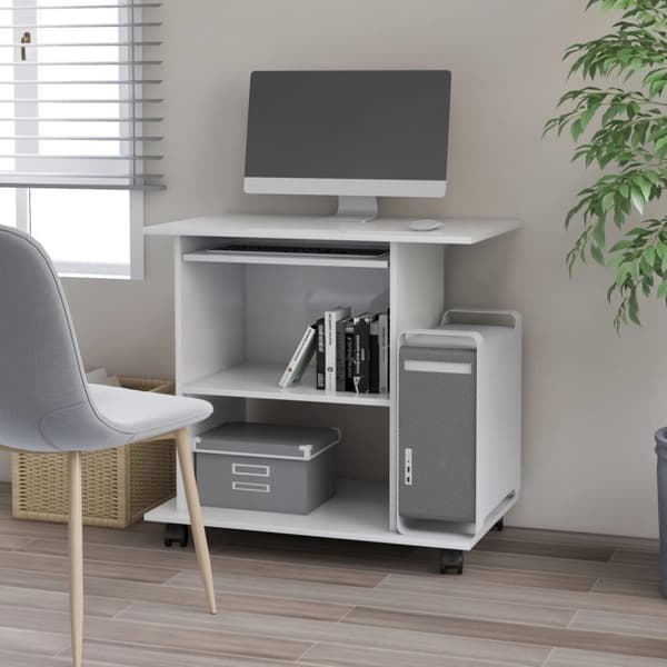 vidaXL computerbord 80x50x75 cm konstrueret træ hvid