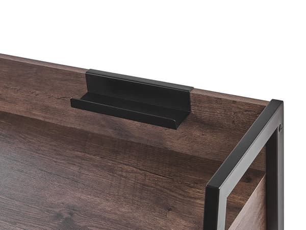 Työpöytä tumma puu/musta metalli runko 120 x 48 cm 2 laatikkoa minimalistinen tyyli