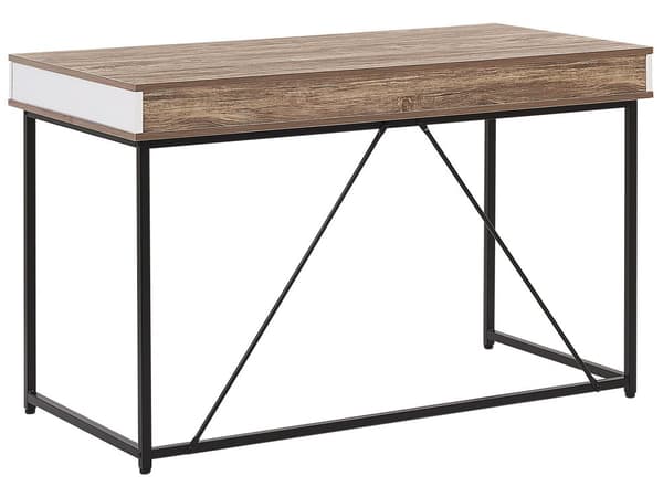 Hemmakontor Skrivbord Ljus Träskiva 120 x 60 cm med Svart Pulverlackerad Ram 3 Lådor