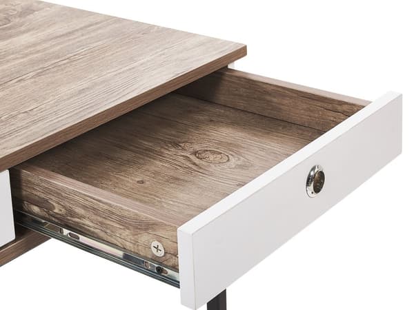 Hemmakontor Skrivbord Ljus Träskiva 120 x 60 cm med Svart Pulverlackerad Ram 3 Lådor
