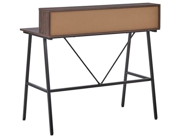 Hemmakontor Skrivbord Mörk Träskiva 100 x 50 cm Svart Metallram med Hyllor