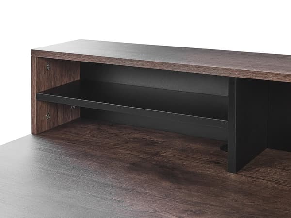 Hemmakontor Skrivbord Mörk Träskiva 100 x 50 cm Svart Metallram med Hyllor