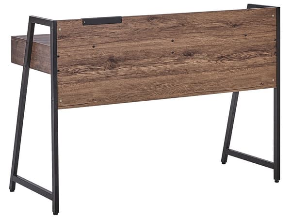 Hemmakontor Skrivbord Mörk Träskiva 120 x 50 cm Svart Metallram med 2 Lådor