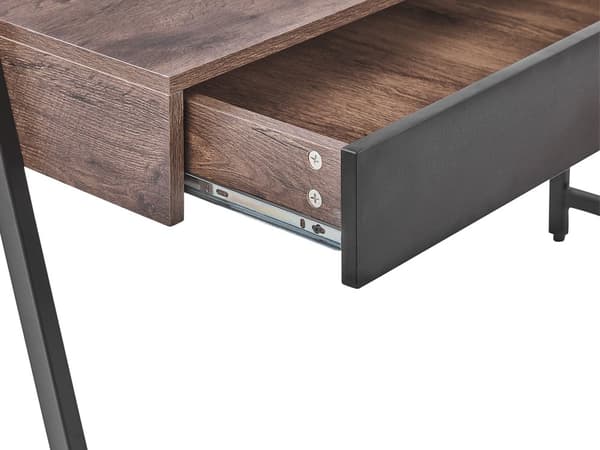 Hemmakontor Skrivbord Mörk Träskiva 120 x 50 cm Svart Metallram med 2 Lådor