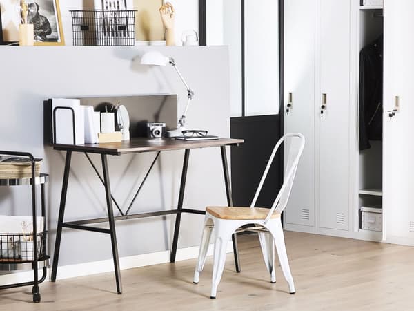 Skrivebord i Mørkt Træ 100 x 50 cm Sort Metalstel