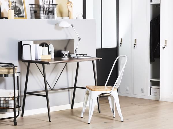 Skrivebord i Mørkt Træ 100 x 50 cm Sort Metalstel