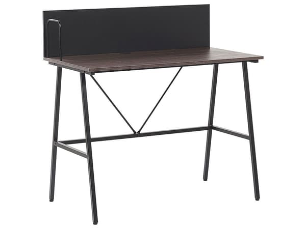 Skrivebord i Mørkt Træ 100 x 50 cm Sort Metalstel