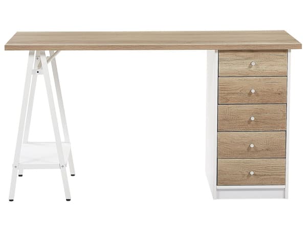 Lyst Træ Computerbord 140 x 60 cm Bord med Skuffer