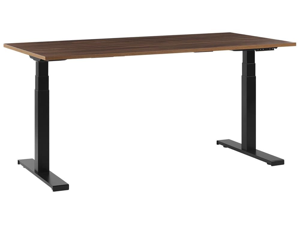 Sähkösäädettävä työpöytä 160x72cm tumma puu ja musta DESTIN II