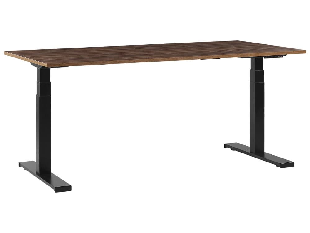 Sähkösäädettävä työpöytä 180x80cm tumma puu/musta DESTIN II