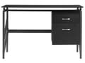 Miniatyrbild 4 av 10: Hemmakontor Skrivbord Svart Metallram Härdad Glasskiva 117 x 57 cm Förvaringslådor Modern Industriell Design