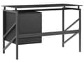 Miniatyrbild 7 av 10: Hemmakontor Skrivbord Svart Metallram Härdad Glasskiva 117 x 57 cm Förvaringslådor Modern Industriell Design