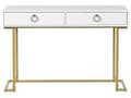 Miniatyrbild 5 av 10: Avlastningsbord Vit 2 Lådor med Ringdraghandtag Guld Metallbas Hemmakontor Accentbord Sovrum Glam Stil