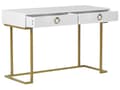 Miniatyrbild 7 av 10: Avlastningsbord Vit 2 Lådor med Ringdraghandtag Guld Metallbas Hemmakontor Accentbord Sovrum Glam Stil