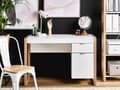 Miniatyrbild 2 av 11: Skrivbord Hemma Vit Trä 110 x 50 cm Förvaringslådor Ljus Trä Minimalist Design