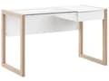 Miniatyrbild 1 av 9: Skrivbord Hemma Vit Trä Förvaringslådor Ljus Trä Glass Bordsskiva 120 x 60 cm Minimalist Design