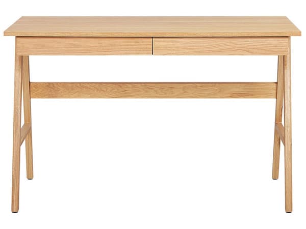 Työpöytä vaalea puu MDF-levy tammijalat 120 x 70 x 76 cm laatikoilla skandinaavinen moderni tyyli