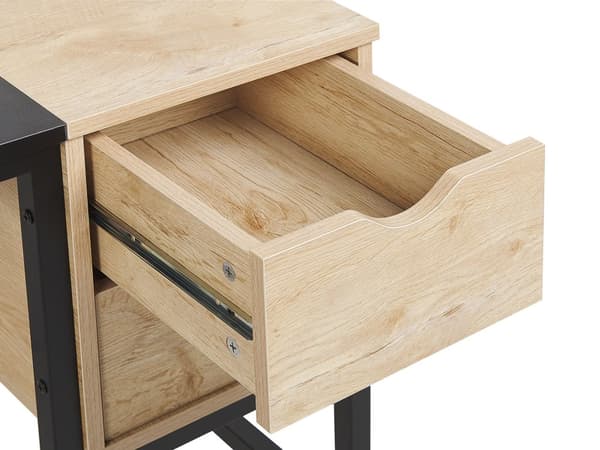 Hjemmekontor Skrivebord Sort Let Træ Metalstel 100 x 48 cm Opbevaring 2 Skuffer Plastik Bordplade