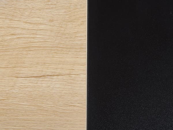 Hjemmekontor Skrivebord Sort Let Træ Metalstel 100 x 48 cm Opbevaring 2 Skuffer Plastik Bordplade