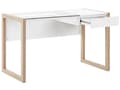 Miniatyrbillede 4 af 9: Hvid Træbord 1 skuffe Glasplade 120 x 60 cm Minimalistisk Design