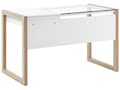 Miniatyrbillede 5 af 9: Hvid Træbord 1 skuffe Glasplade 120 x 60 cm Minimalistisk Design
