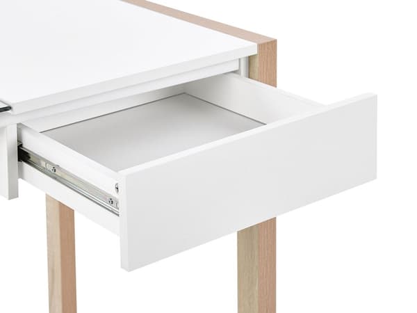 Hvid Træbord 1 skuffe Glasplade 120 x 60 cm Minimalistisk Design
