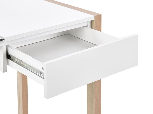 Hvid Træbord 1 skuffe Glasplade 120 x 60 cm Minimalistisk Design