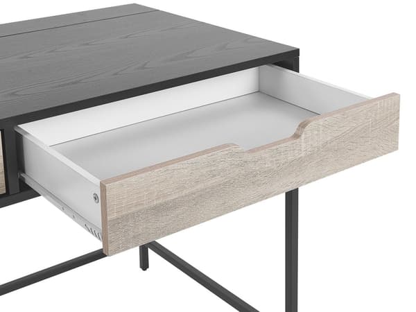Hjemmebord Sort Træplade Metalben 2 Skuffer Minimalistisk Design 120 x 60 cm