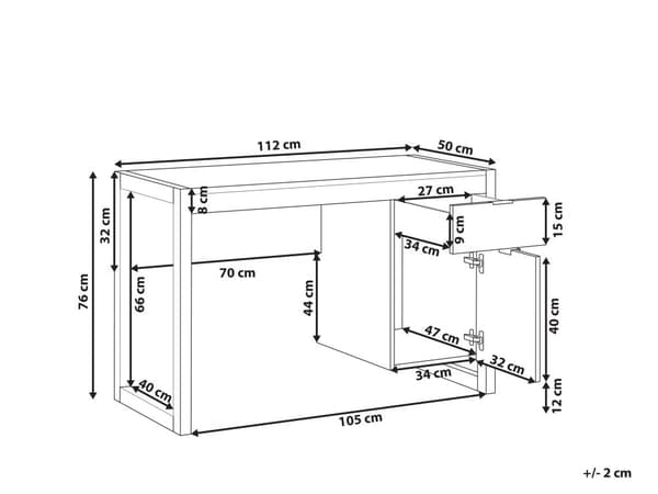 Hjemme Hvidt Træ Skrivebord 110 x 50 cm 1 Skuffe Minimalistisk Design
