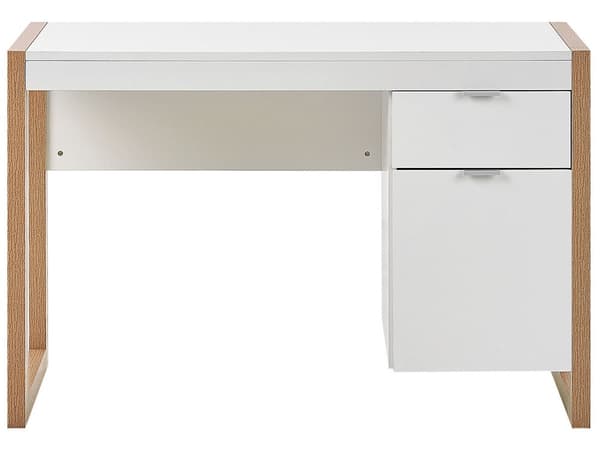 Hjemme Hvidt Træ Skrivebord 110 x 50 cm 1 Skuffe Minimalistisk Design