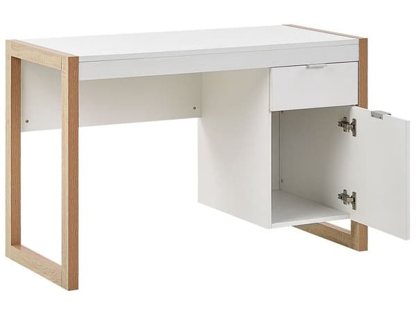 Hjemme Hvidt Træ Skrivebord 110 x 50 cm 1 Skuffe Minimalistisk Design